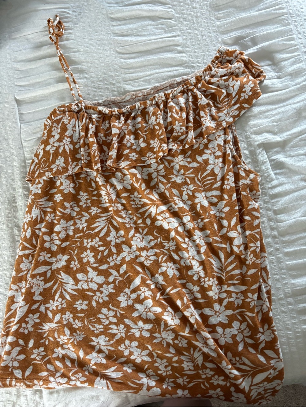 Old Navy Rust Floral One-Shoulder Ruffle Camisole